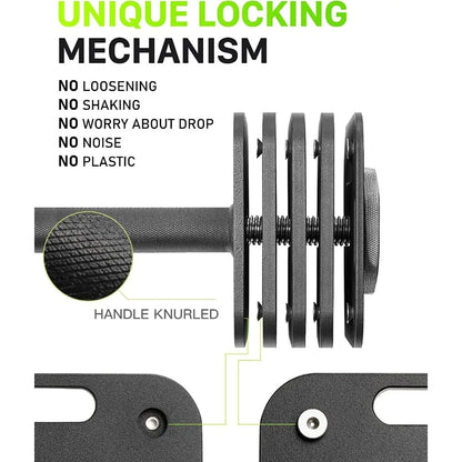 Adjustable Dumbbell Set, 10-50LB X2, 5Lb Increments, Quick-Lock Square Weight Dumbbells for Home Gym Fitness