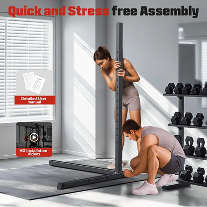 Power Cage,1200Lbs Multi-Function Power Rack with Adjustable Cable Crossover System Weight Cage for Home Gym,Red